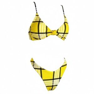 NWT Small Cher Clueless Yellow Plaid Bikini Set Trillium Triangle Adjustable
